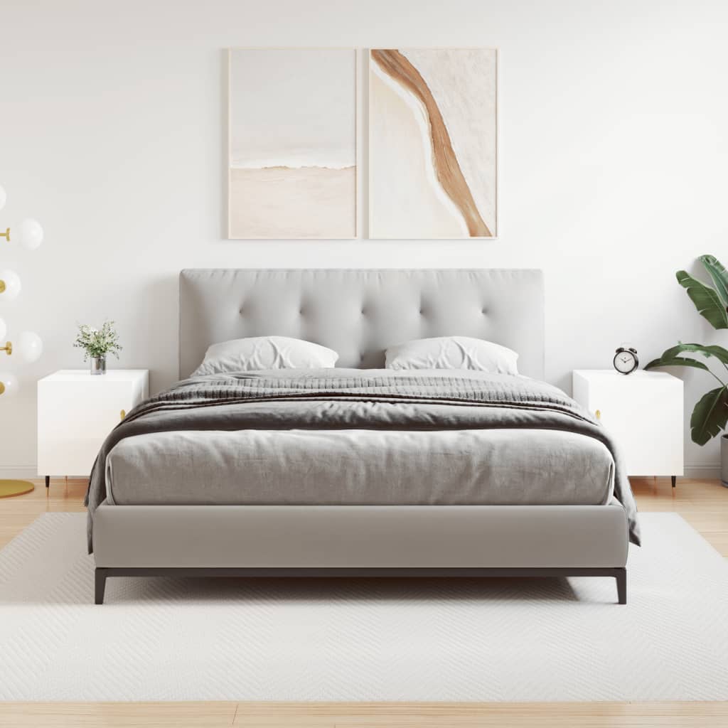 Bedside Table - MANNING Ben 2 Piece Nightstand High Gloss White 40cm