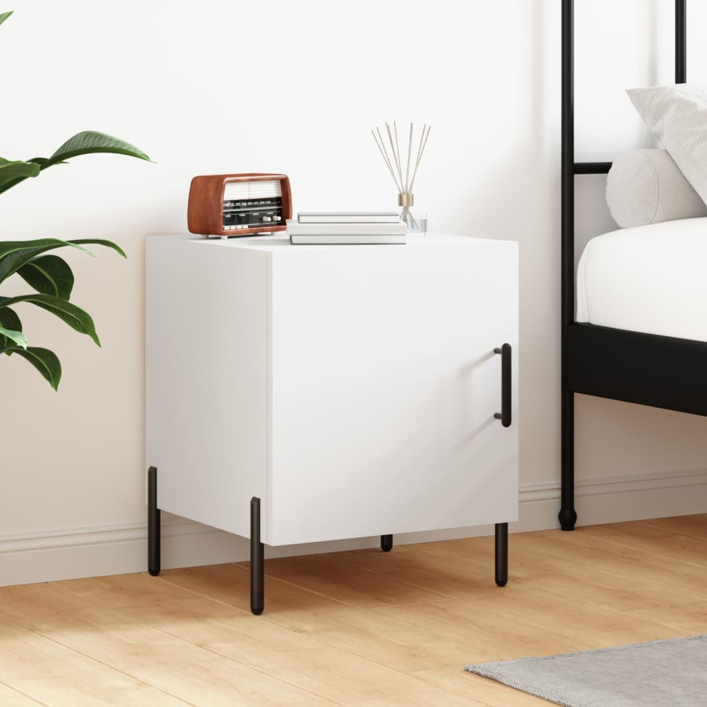 Bedside Table - MANNING Tyra Nightstand White 40cm