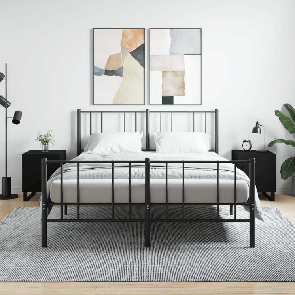 Bedside Table - MANNING Hal 2 Piece Nightstand Black 40cm
