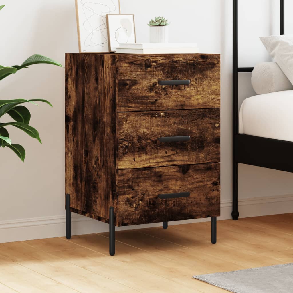 Bedside Table - LOWELL Dex Nightstand Smoked Oak 40cm