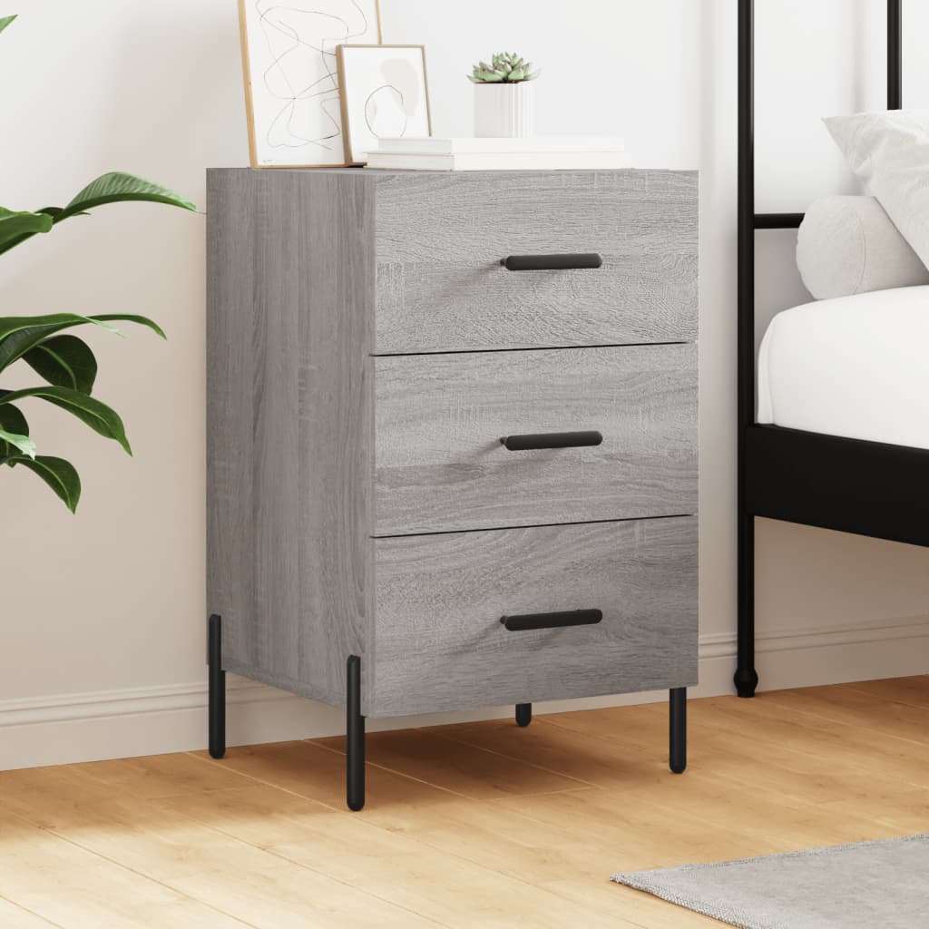 Bedside Table - LOWELL Jay Nightstand Grey Sonoma 40cm
