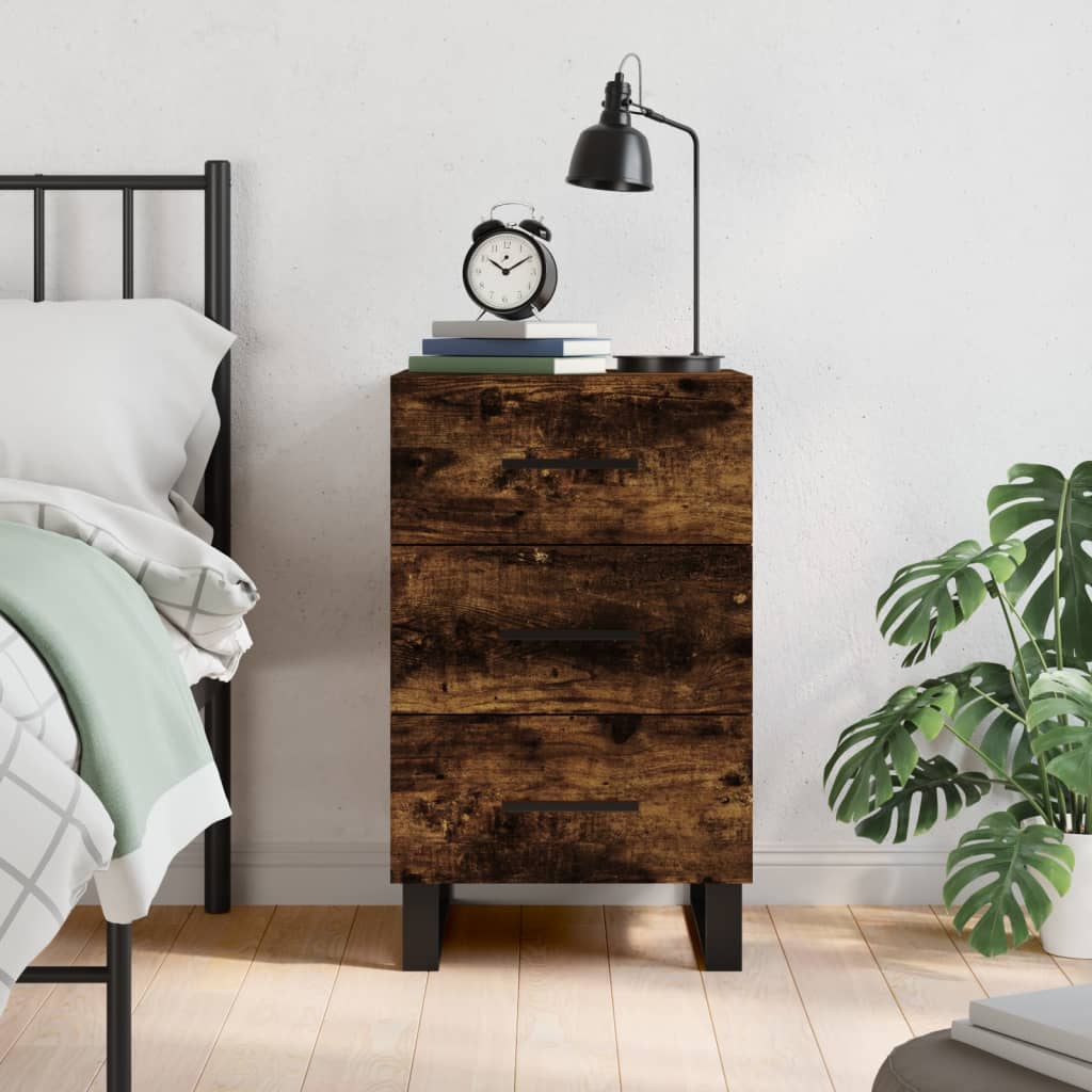 Bedside Table - LOWELL Rae Nightstand Smoked Oak 40cm