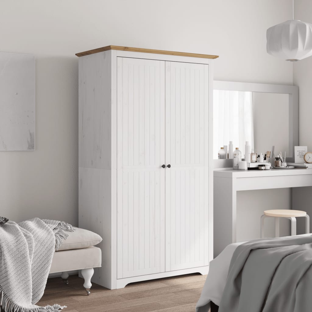 BITA 2 Door Wardrobe White and Brown - 99cm