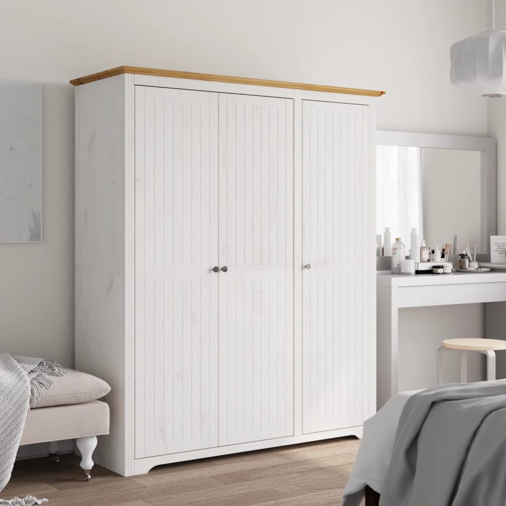 BITA 3 Door Wardrobe White and Brown - 146cm