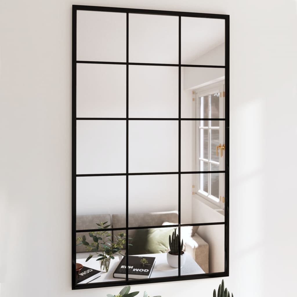 Wall Mirrors 2 Pcs Black 100x60cm Metal
