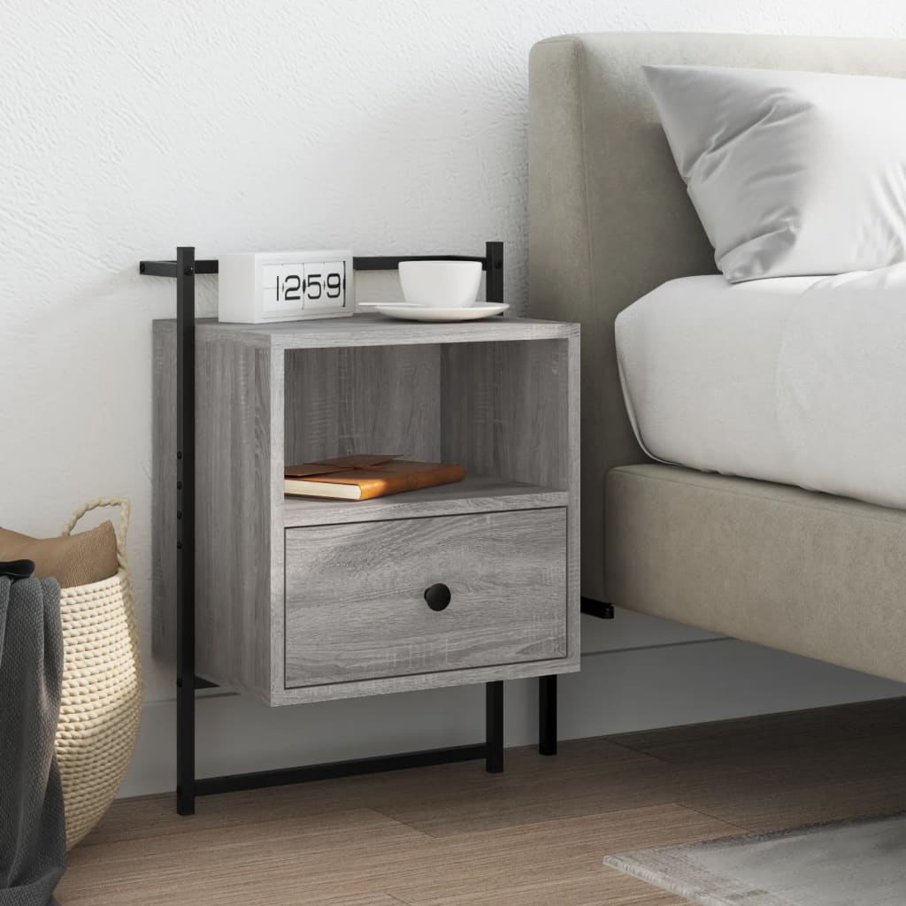 Bedside Table - STEWART Nightstand Grey Sonoma 40cm