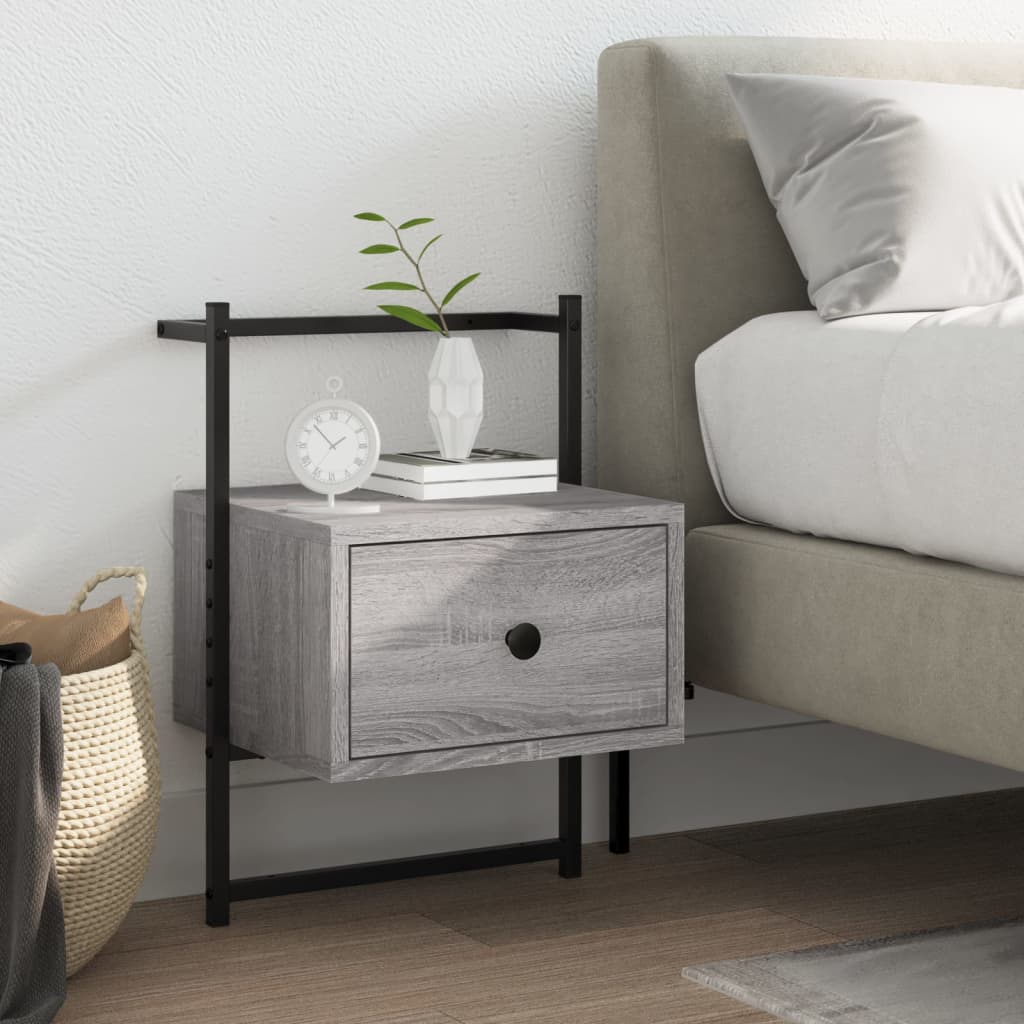 Bedside Table - GENOVA Nightstand Grey Sonoma 35cm
