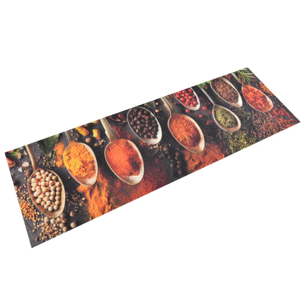 Kitchen Rug Washable Spoon and Spices 60x180cm Velvet
