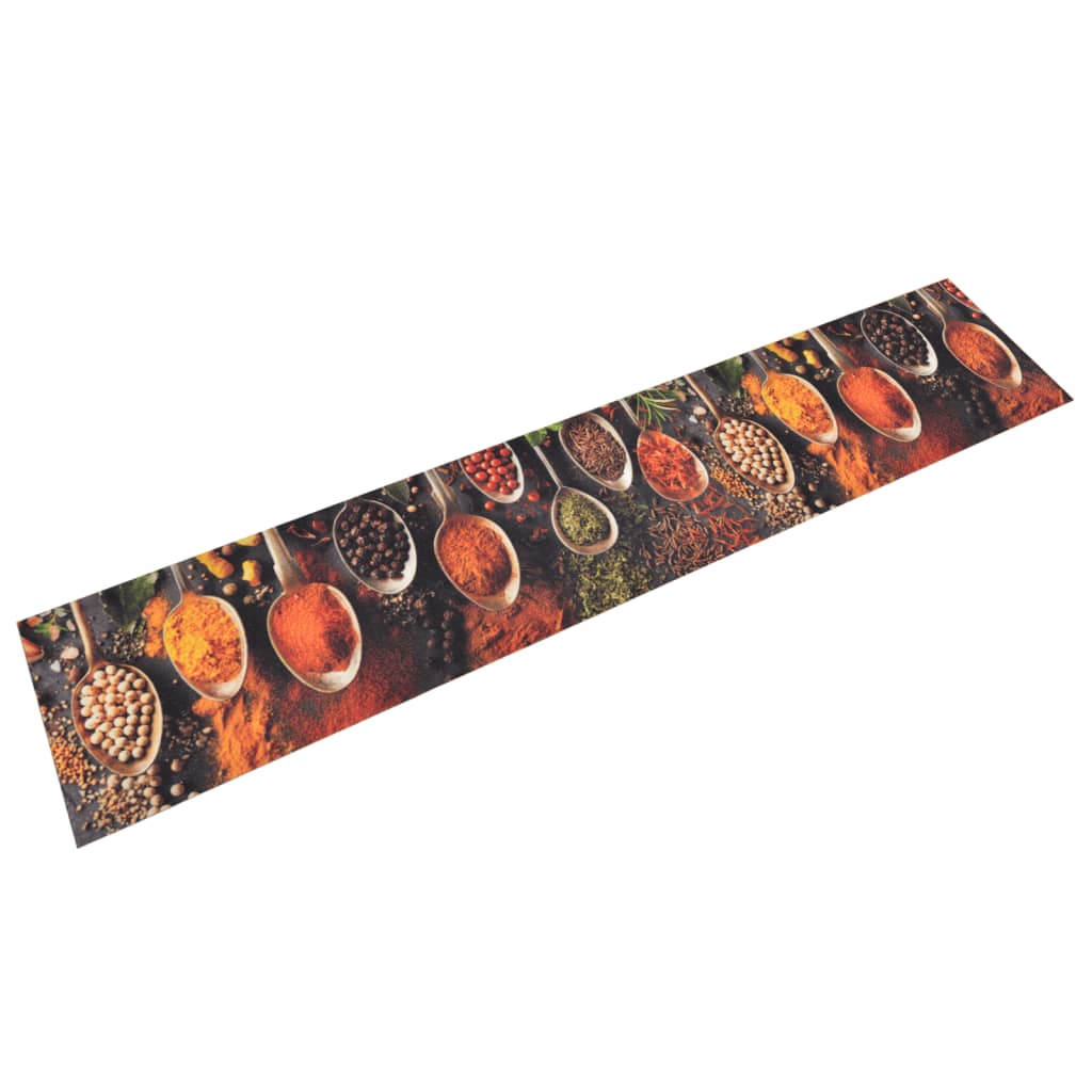 Kitchen Rug Washable Spoon and Spices 60x300cm Velvet