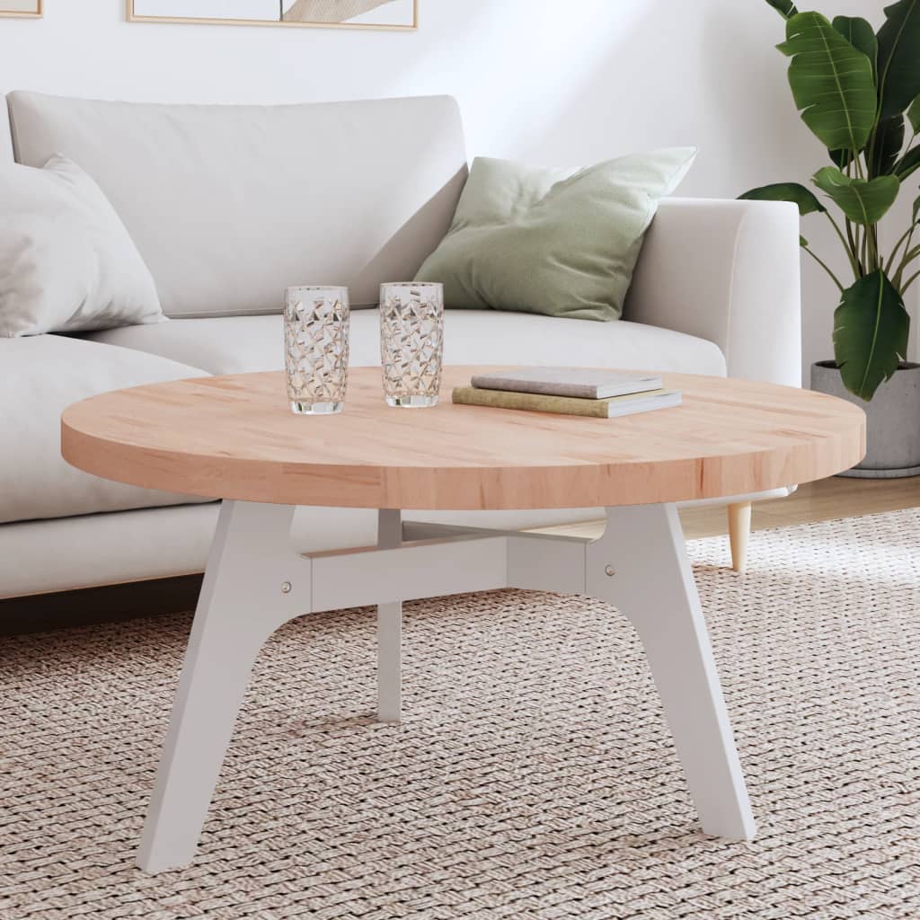 Table Top 90x4 cm Round Solid Wood Beech