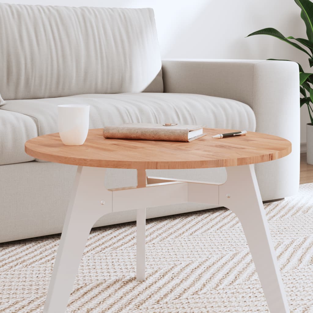 Table Top 60x1.5 cm Round Solid Wood Beech