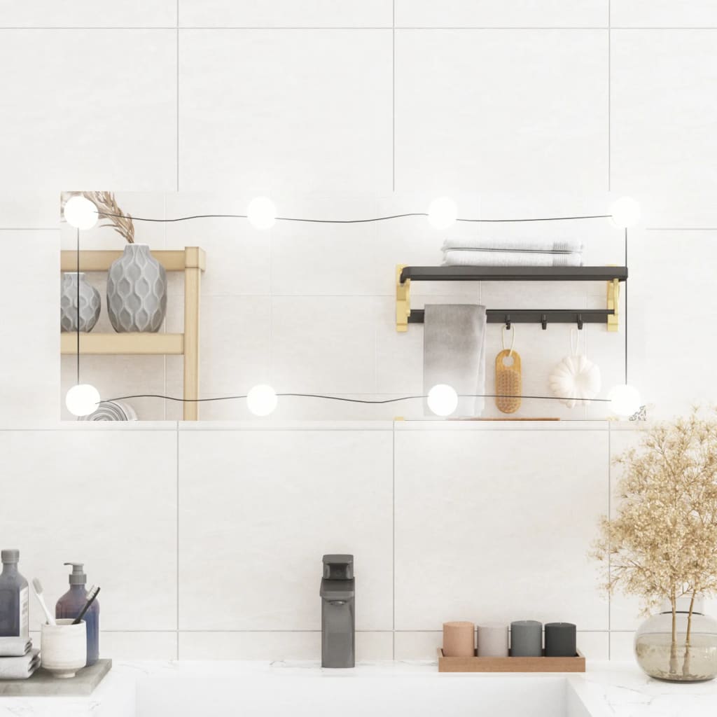 Wall Mirror with LED Lights 30x80cm Glass Rectangle