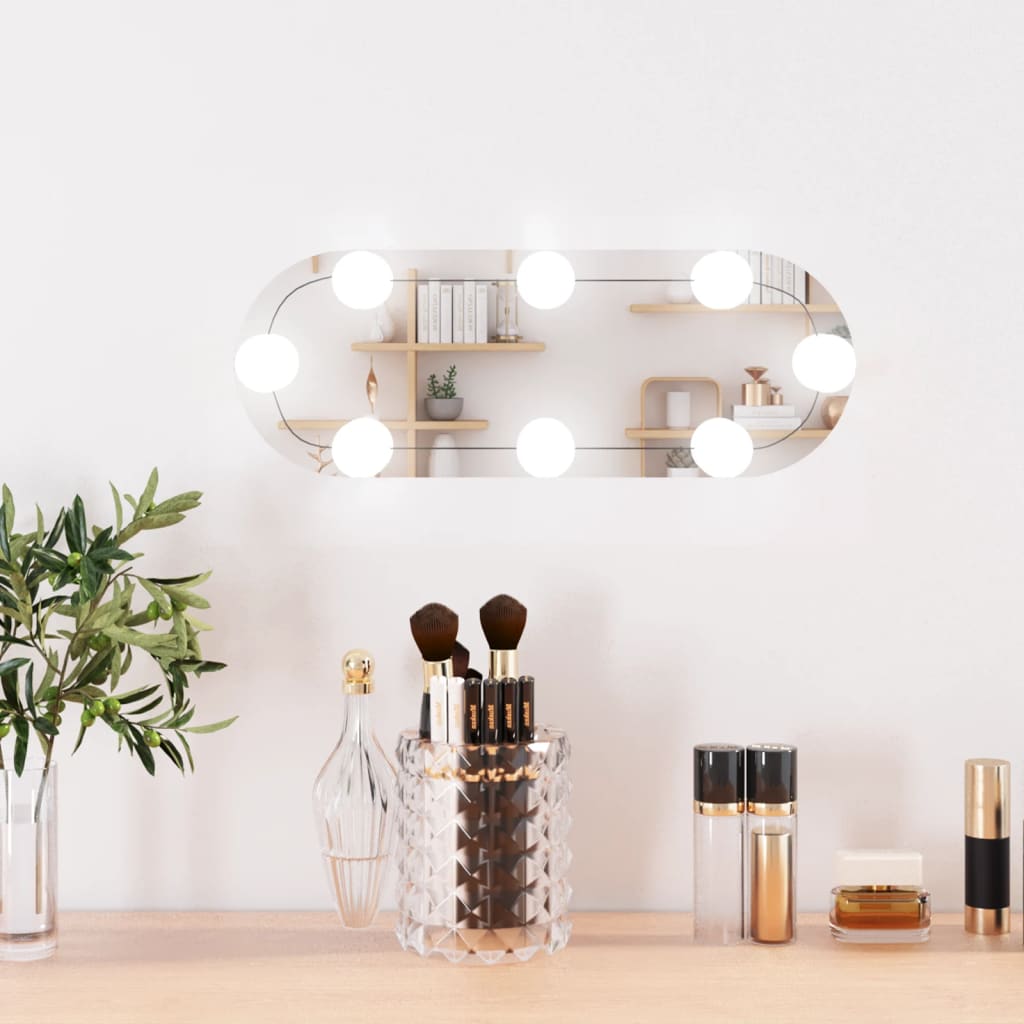 Wall Mirror with LED Lights 15x40cm Glass Oval