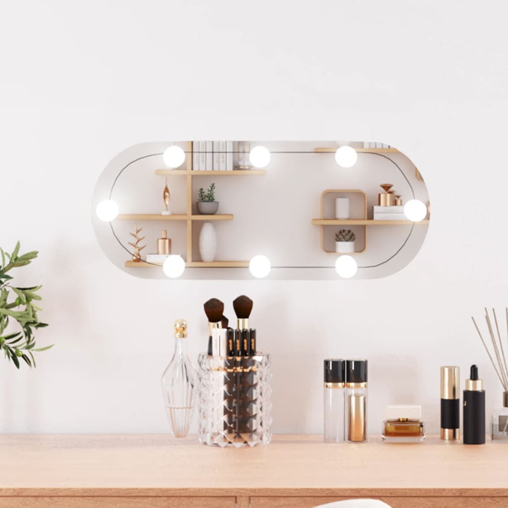Wall Mirror with LED Lights 20x50cm Glass Oval