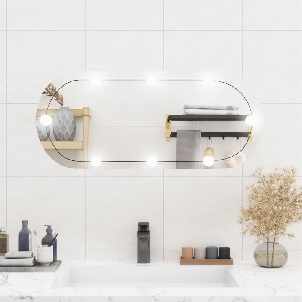 Wall Mirror with LED Lights 35x80cm Glass Oval
