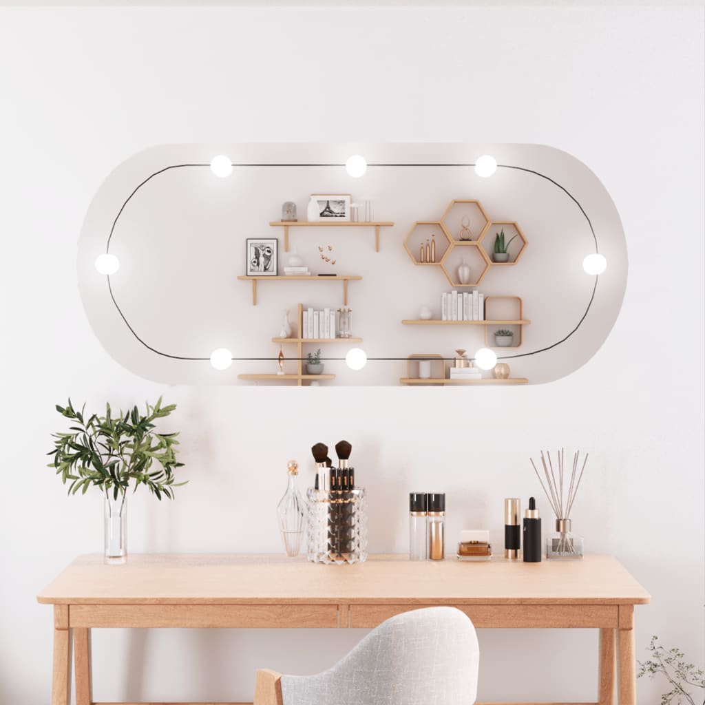 Wall Mirror with LED Lights 45x100cm Glass Oval