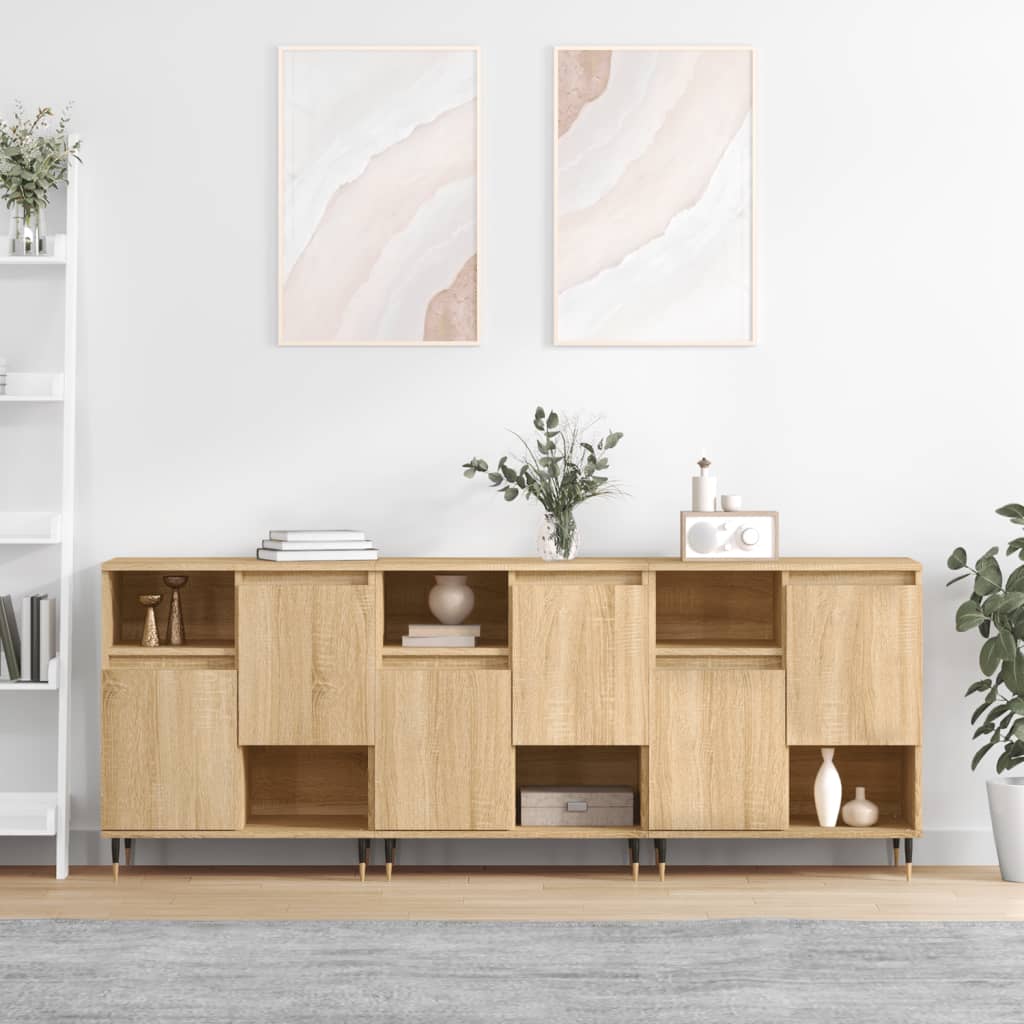 Sideboards 3 Pieces Sonoma Oak Engineered Wood