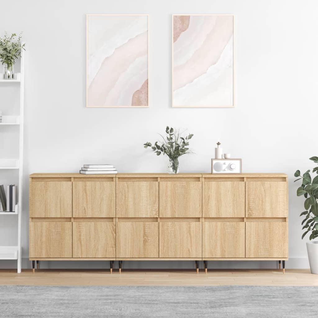 Sideboards 3 Pieces Sonoma Oak Engineered Wood