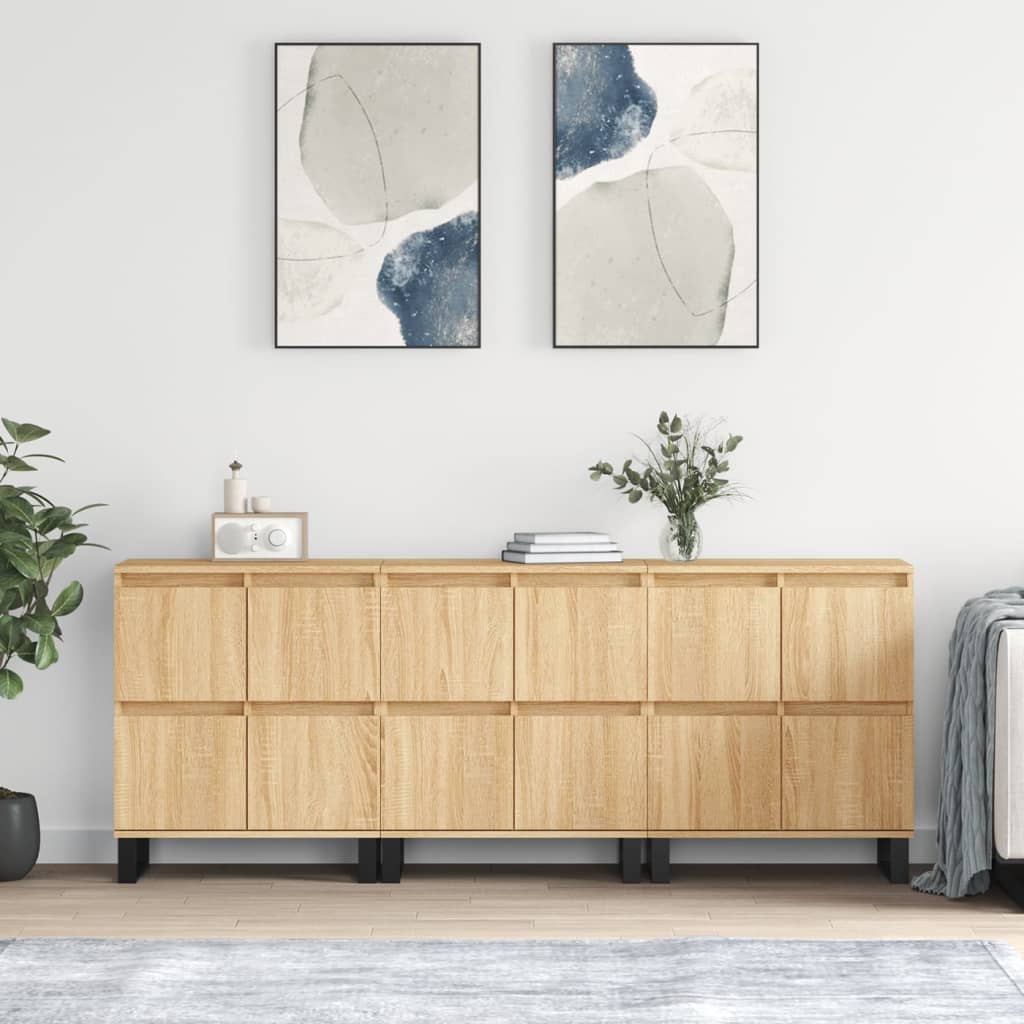 Sideboards 3 Pieces Sonoma Oak Engineered Wood