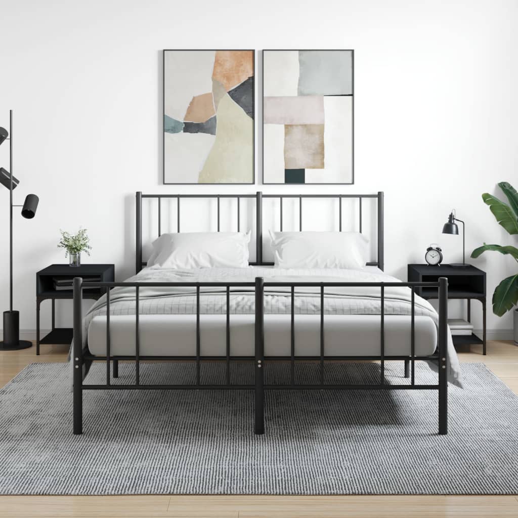 Bedside Table - LOGAN 2 Piece Nightstand Black 40cm