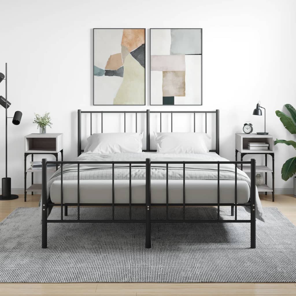 Bedside Table - MILO 2 Piece Nightstand Grey Sonoma 35cm