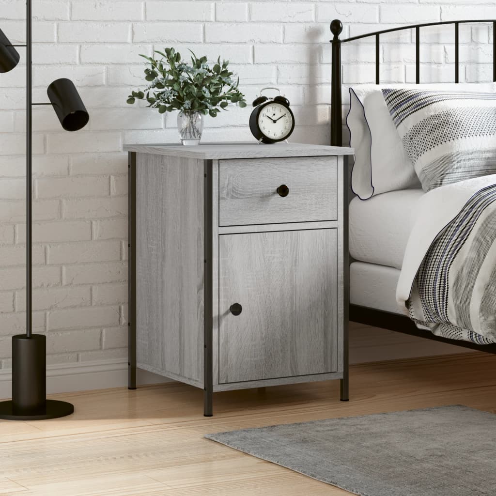 Bedside Table - LUCCA Serifos Nightstand Grey Sonoma 40cm