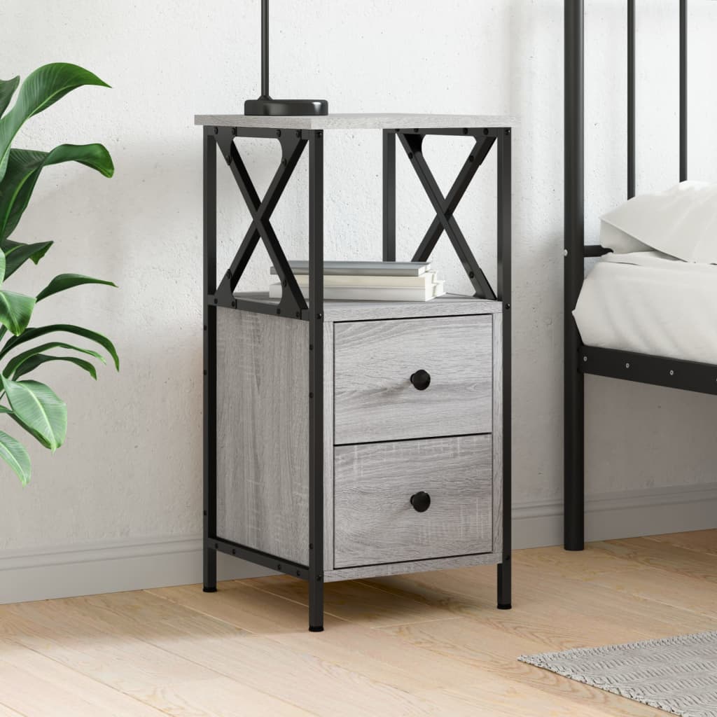 Bedside Table - PARKLAND Nightstand Grey Sonoma 34cm
