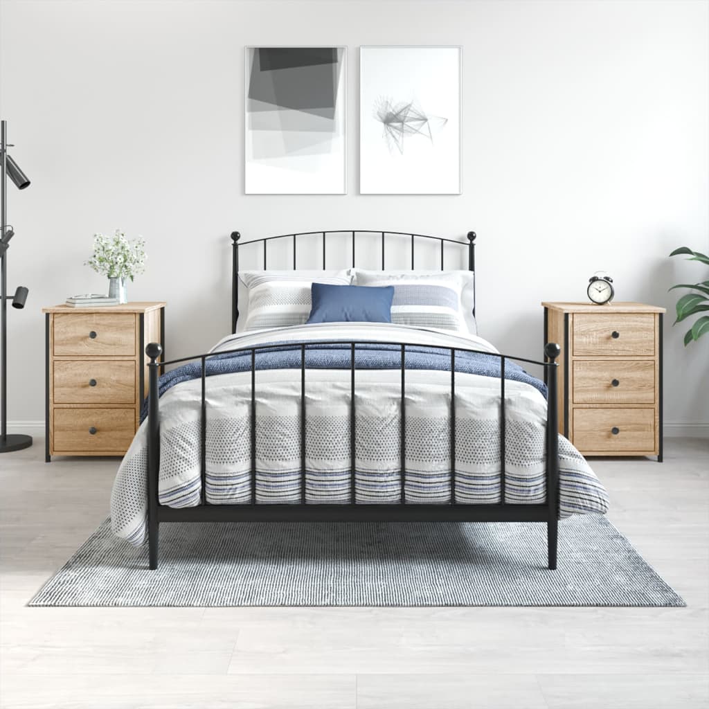 Bedside Table - MANTOVA 2 Piece Nightstand Sonoma Oak 40cm