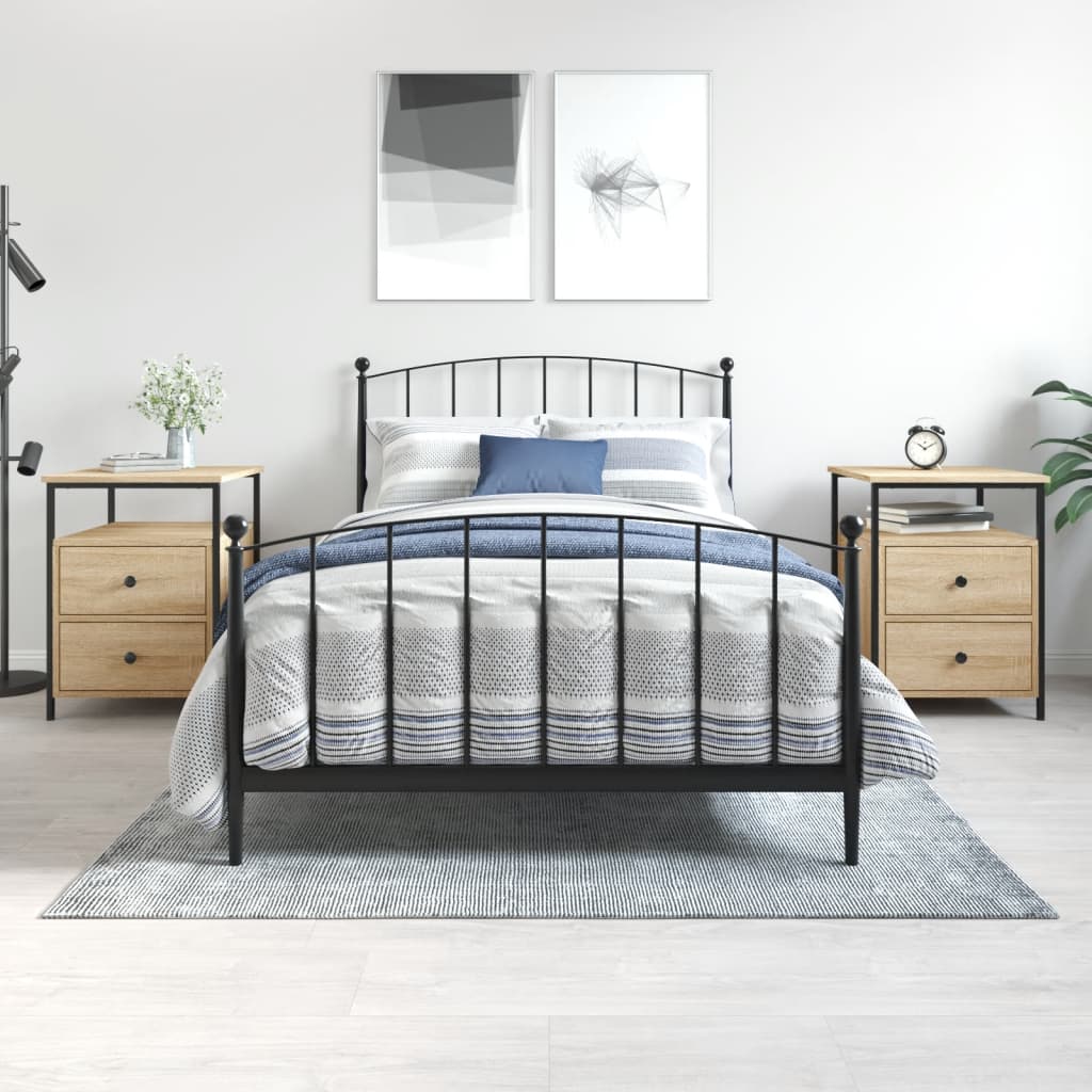 Bedside Table - IMOLA 2 Piece Nightstand Sonoma Oak 44cm