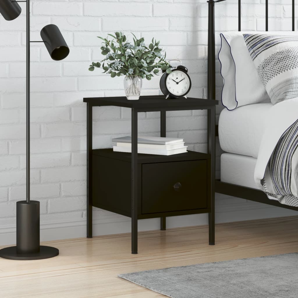 Bedside Table - PEMBINA Nightstand Black 34cm