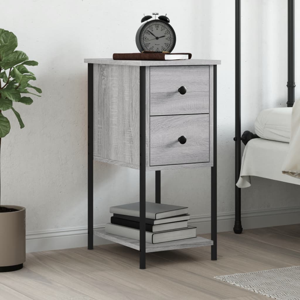 Bedside Table - RIDLEY Nightstand Grey Sonoma 32cm