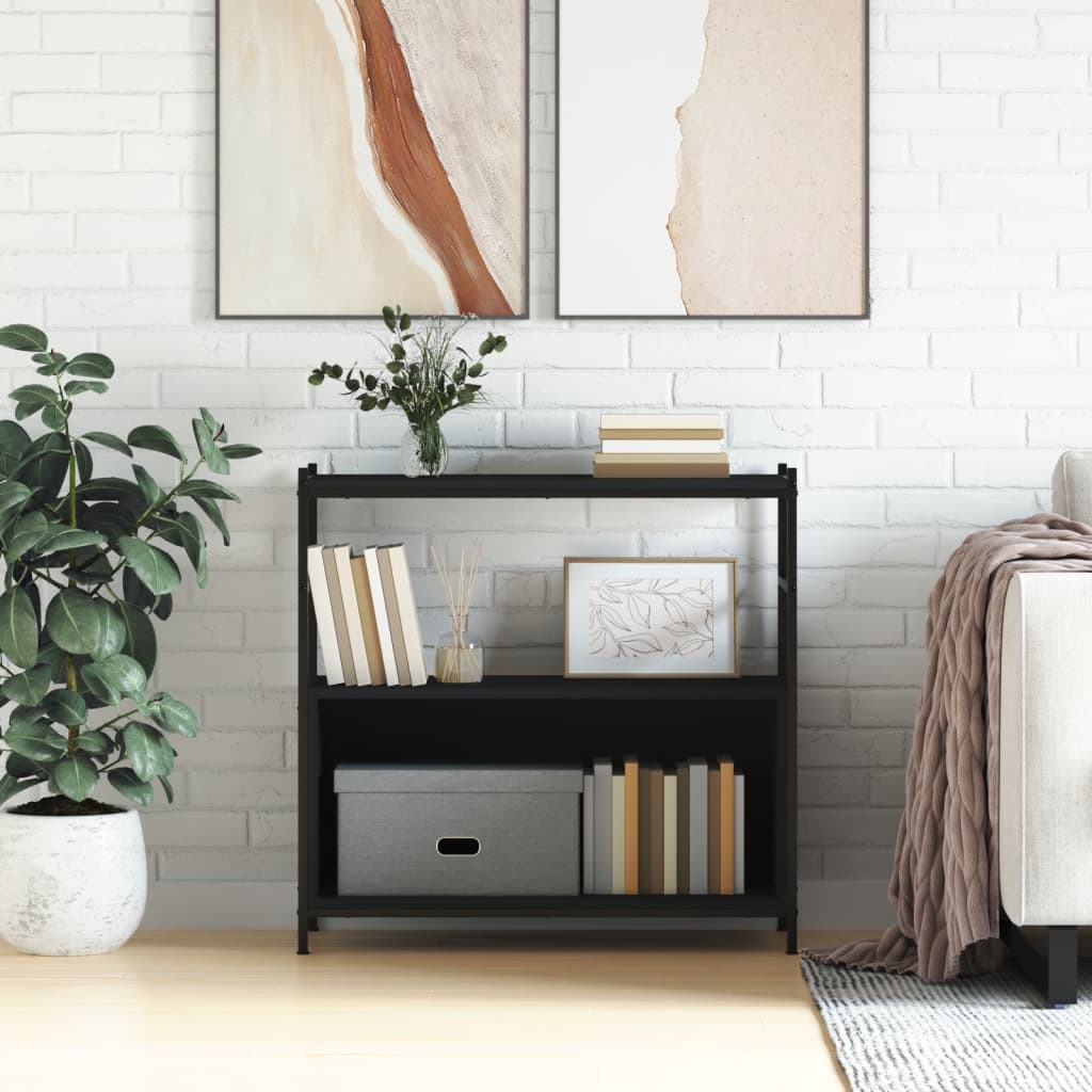 Bookshelf Black 80x30x78.5cm Engineered Wood and Iron