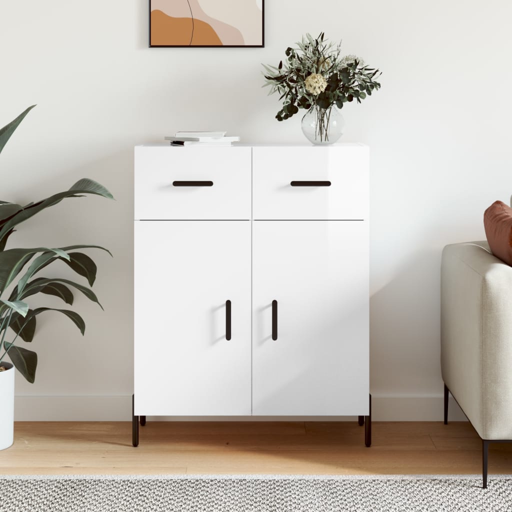 Sideboard High Gloss White 69.5x34x90 cm Engineered Wood