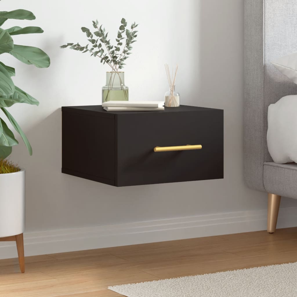 Wall Mounted Bedside Cabinet Black 35x35x20cm
