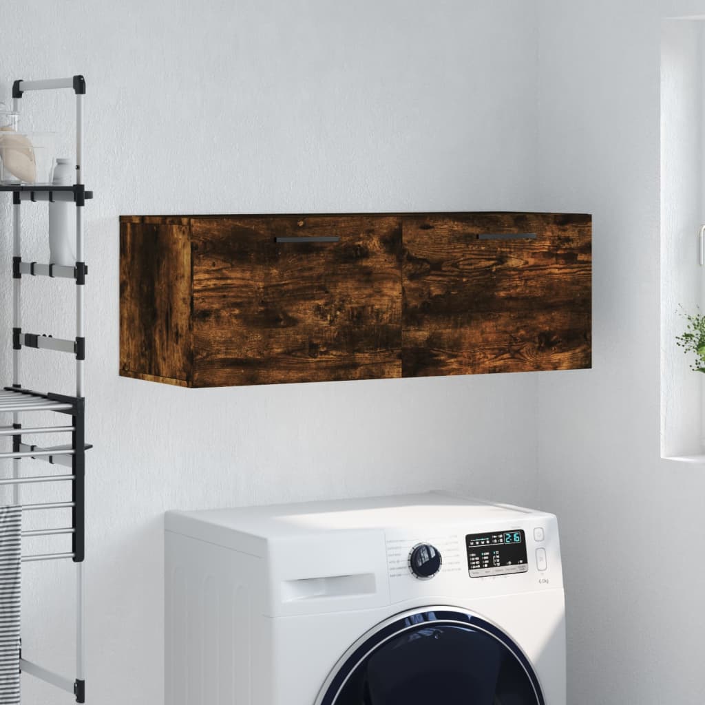 Wall Cabinet Smoked Oak 100x36.5x35 cm Engineered Wood