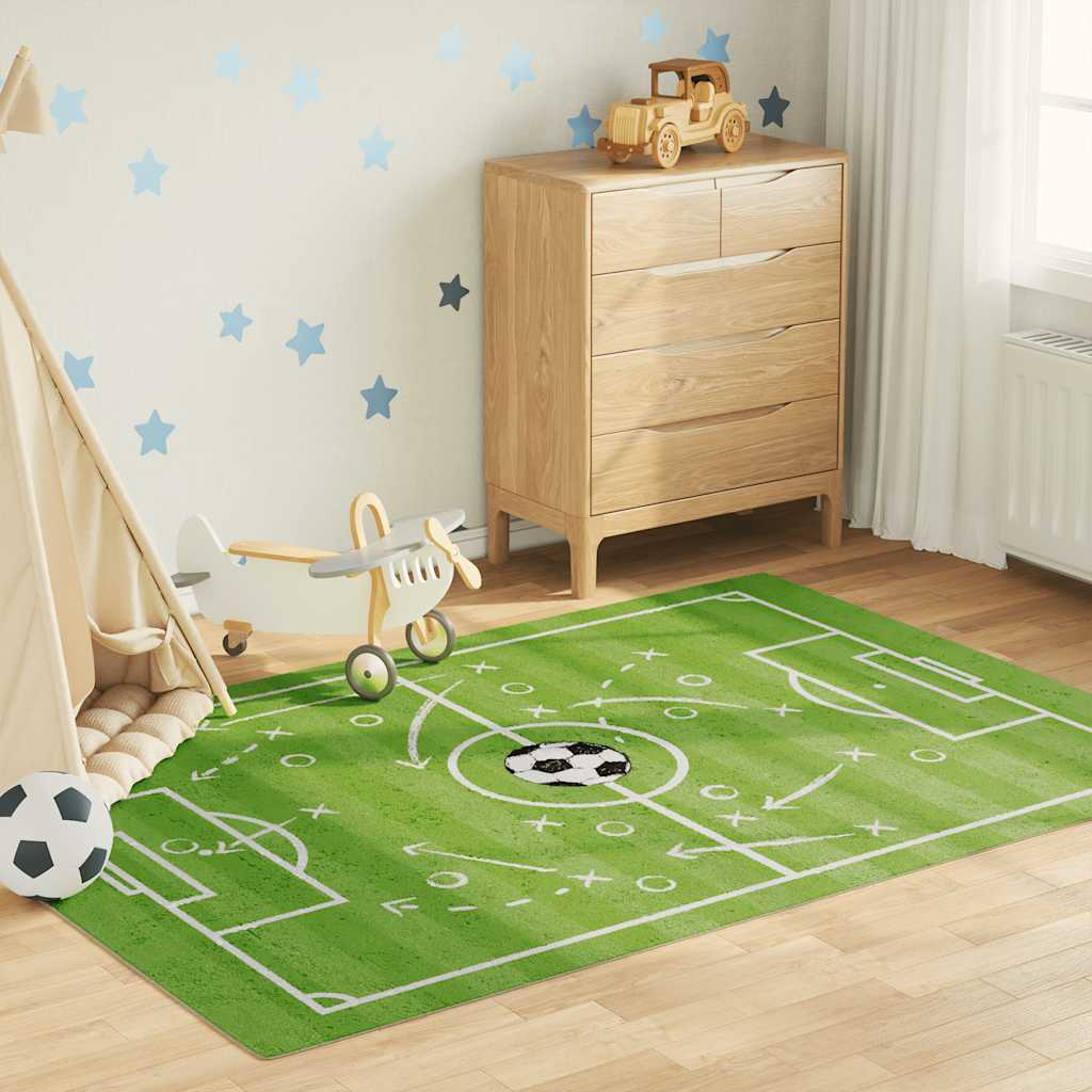 Kids' Rug Green 160x230 cm Football Field Washable Anti Slip