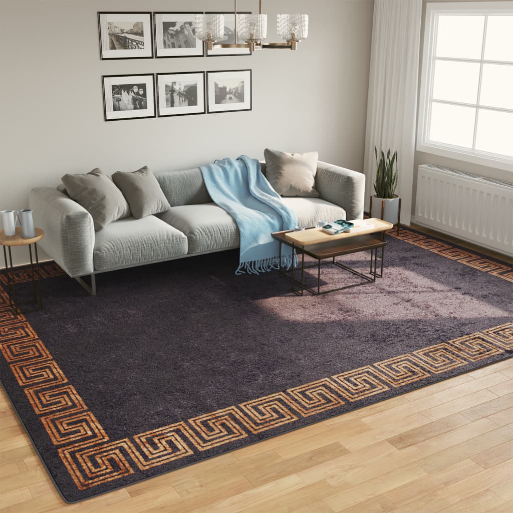 Rug Washable Black and Gold 400x300cm Anti Slip