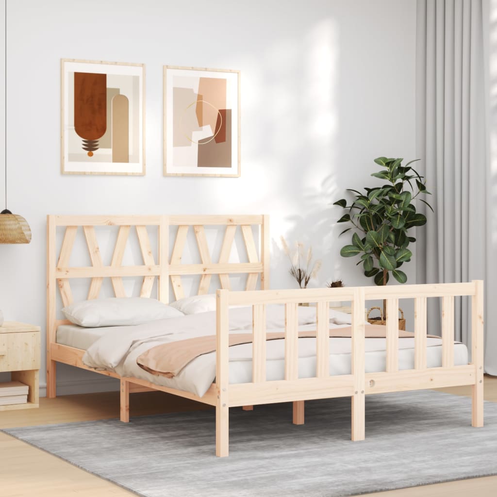 Bed Frame with Headboard 140x200 cm Solid Wood