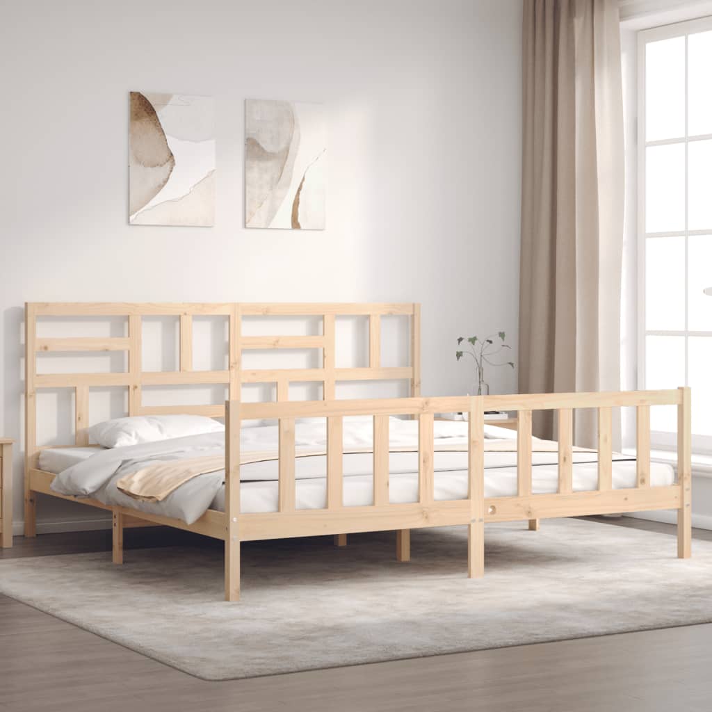 Bed Frame with Headboard Super King Size Solid Wood