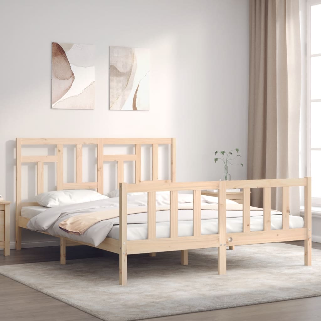 Bed Frame with Headboard 160x200 cm Solid Wood