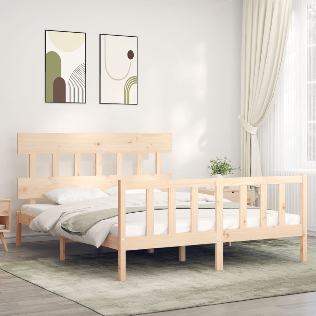 Bed Frame with Headboard 160x200 cm Solid Wood