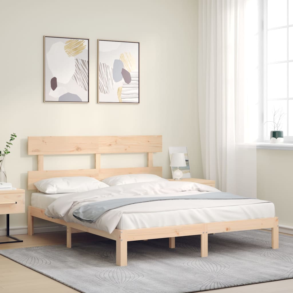 Bed Frame with Headboard 160x200 cm Solid Wood