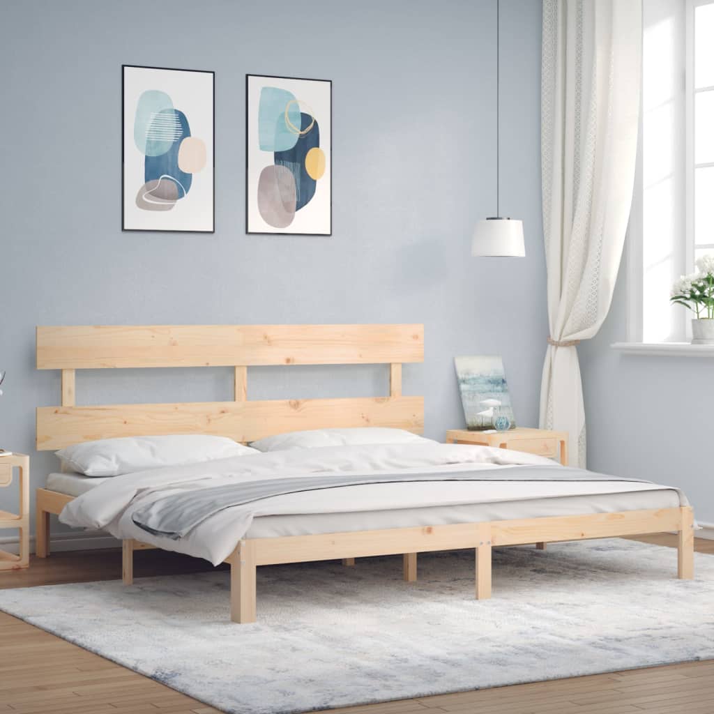 Bed Frame with Headboard Super King Size Solid Wood