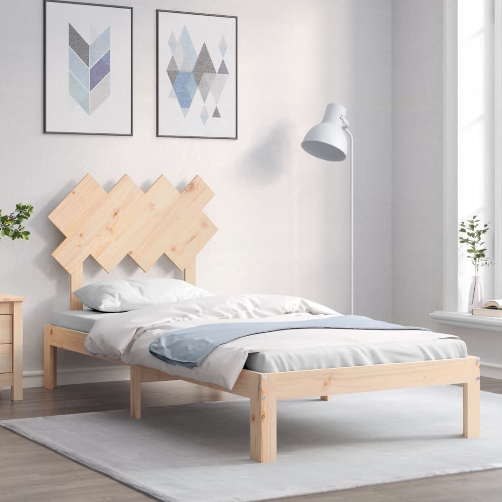 Bed Frame with Headboard 90x200 cm Solid Wood