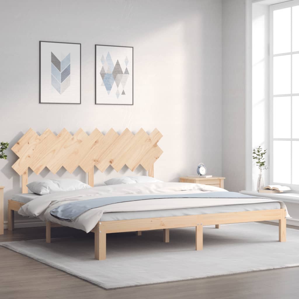 Bed Frame with Headboard Super King Size Solid Wood