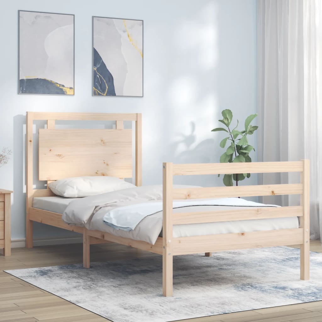 Bed Frame with Headboard 100x200 cm Solid Wood