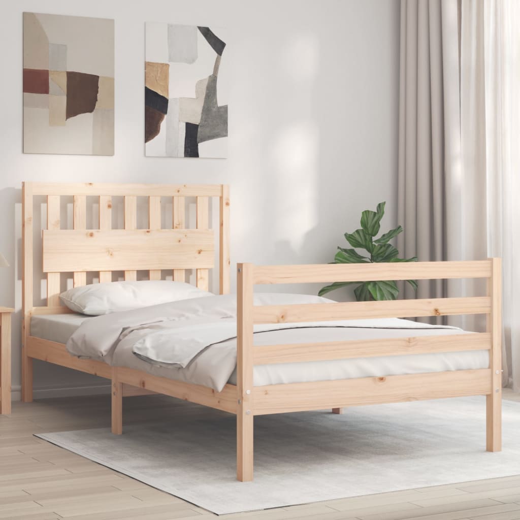 Bed Frame with Headboard 100x200 cm Solid Wood