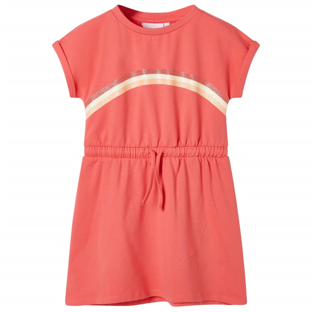 Kids' Dress with Drawstring Coral 116