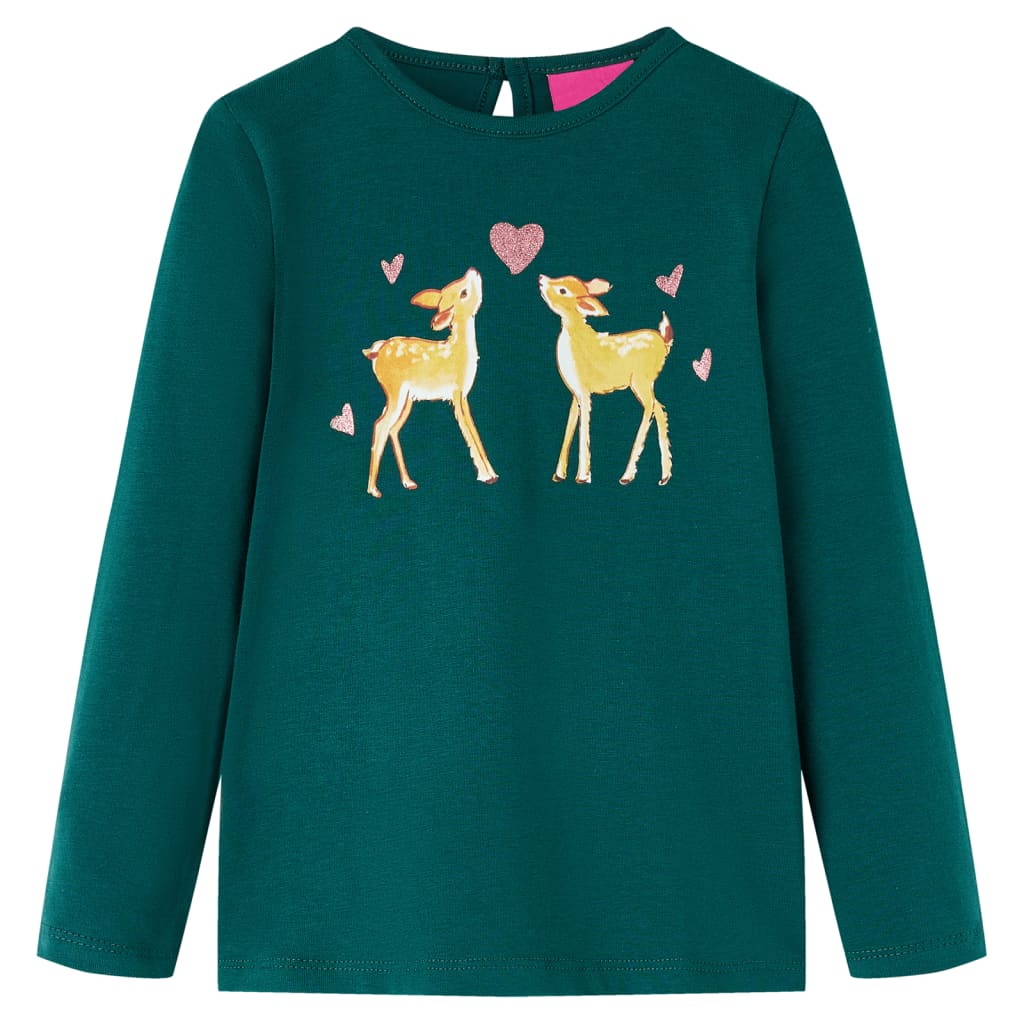 Kids' T-shirt with Long Sleeves Dark Green 116