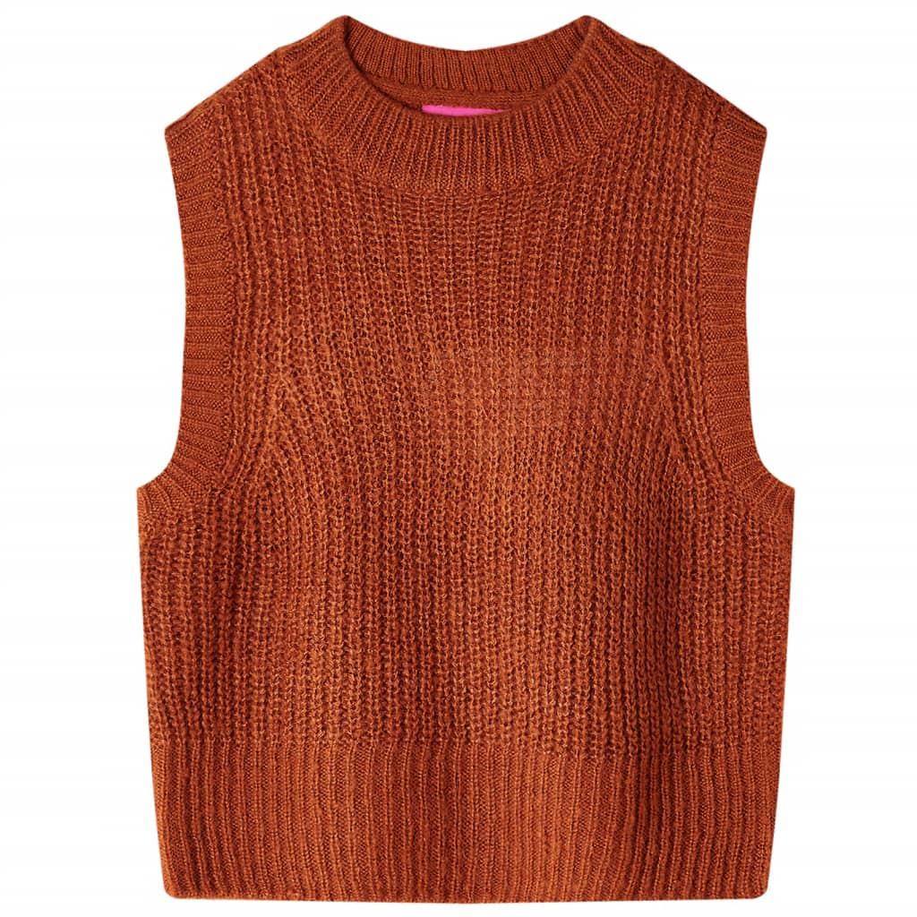 Kids' Sweater Vest Knitted Cognac 140